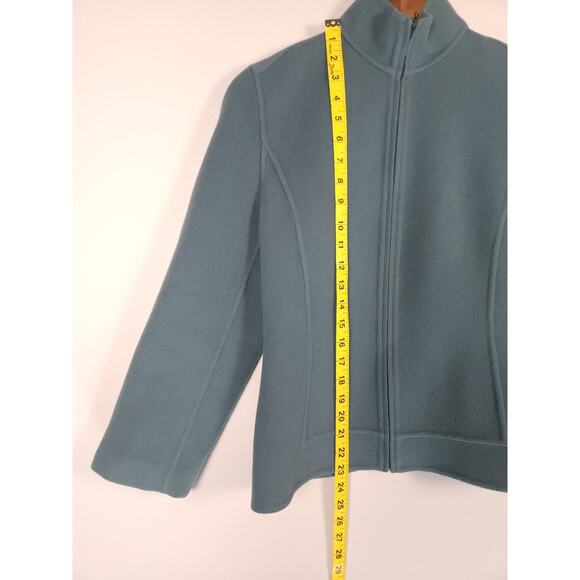 Linda Allard Ellen Tracy 100% Wool Jacket Size 2 Front Zip Teal Blue Green - Picture 6 of 8